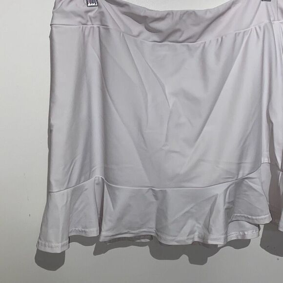Aryeh Women's White Ruffle Elastic Waistband Mini Skort Skirt Size Large - Picture 2 of 8